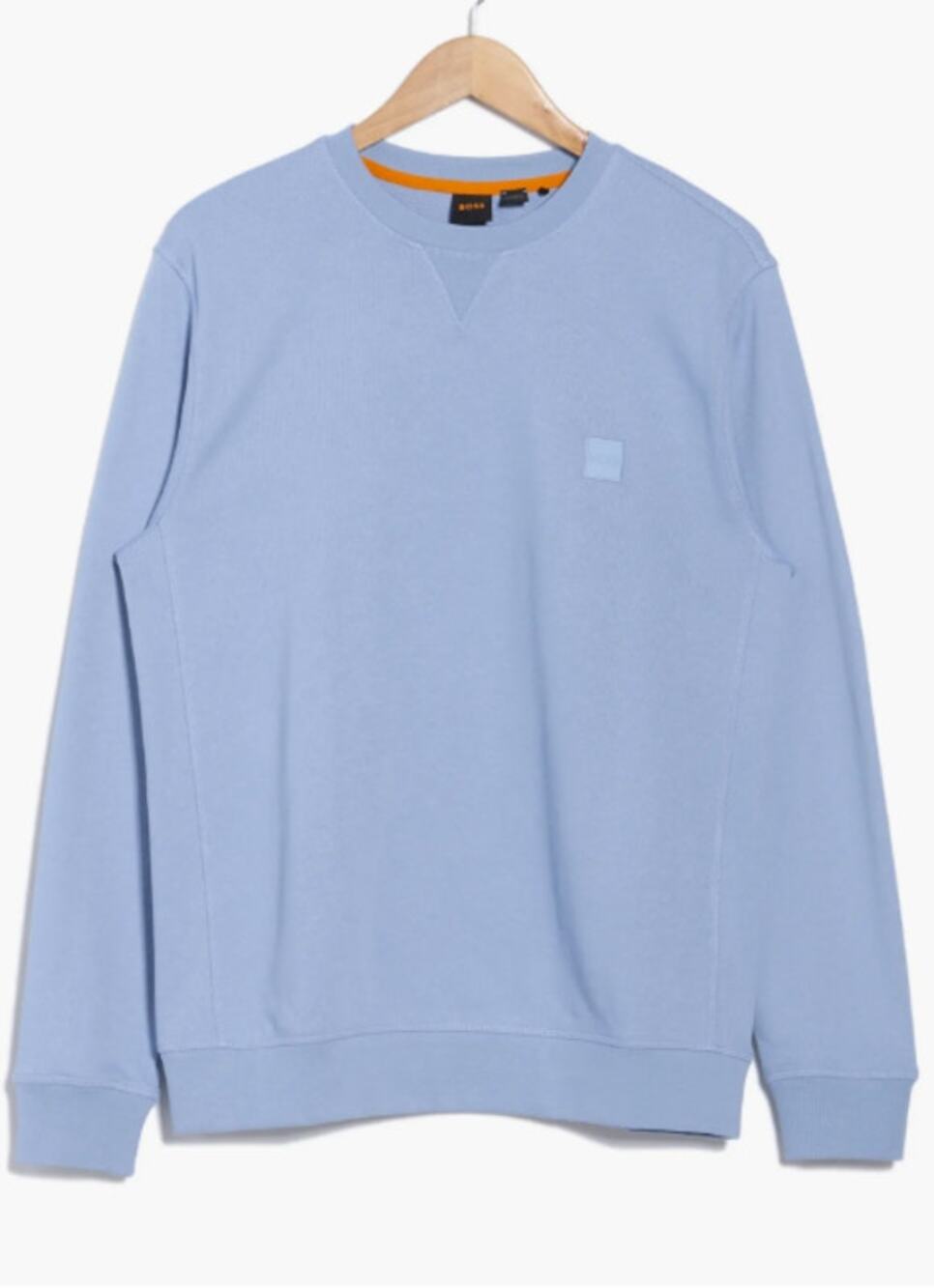 New Hugo BOSS  French Terry 100% Cotton Pullover Sweater, light blue Size XXL
